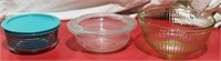 Pyrex bowls, lidded, green mixing bowl