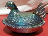 Hen on the nest, Carnival glass style