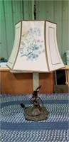 Table lamp with shade, metal base