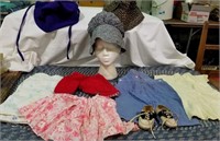 Doll & baby clothes, sun bonnets