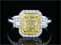2ct natural yellow diamond ring 18k gold ring