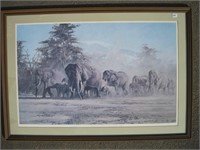 COOL SIGNED ELEPHANT PRINT 41X28 INCHES