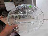 Vintage Etched Crystal 5 Part Divided Relish Dish