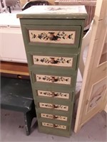 TALL DECORATED CHEST OF DRAWERS