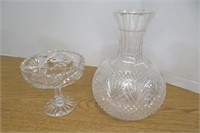 8.5"h Cut Glass? Vase & Pretty Crystal Stemware