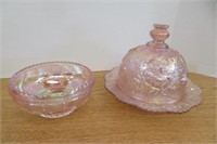 Beautiful Indiana Glass Pink Butter Dish w Lid+