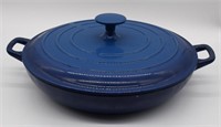 Technique Blue Enameled Cast Iron Covered Skillet