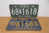 2 Vintage Indiana License Plates 63 & 65