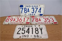 4 Vintage Indiana License Plates 66, 2 1967's, 68