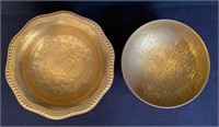 Two Ornate Porcelain Gold Layered Bowls