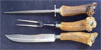 Three Piece German Stag Handle Carving Set