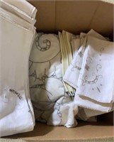 Box of Multiple Linen Tablecloths and Napkins