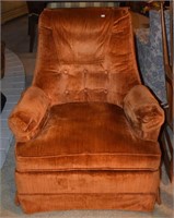Orange Upholstered Swivel Rocking Chair