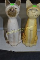 Solid Wood Carved Cats