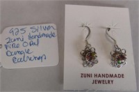925 Silver Zuni Made Fire Opal Post Earrings