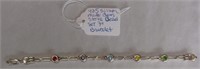 925 Silver Multi Gemstone 7" Bracelet