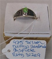 925 Silver Navajo Made Gaspiete Ring Sz 9