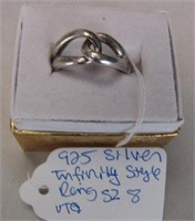 Vintage 925 Silver Infinity Style Ring Sz 8
