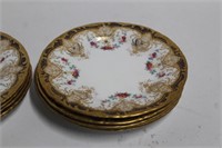Ten Wedgewood Plates w/ Roses and Gold Pattern