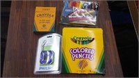 crayons, pencils, markers