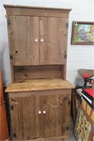 Primitive Barn Wood Style Cupboard Cabinet  37x79