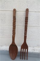 Wooden Spoon & Fork Wall Decor 28" high