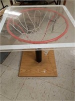 Basketball table with signed backboard
