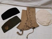 Vintage military hats and spats