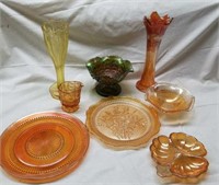 8 pieces of Carnival and colored glass