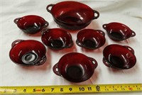 Anchor Hocking Ruby red glass berry set
