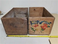 2 wood fruit crates