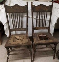 2 matching antique cane bottom chairs