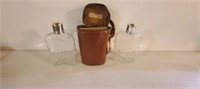 Double Flask With Leather Pouch Holder