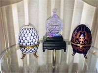 LED Pedestal, 2 Piece Crystal, 2 Faberge Eggs