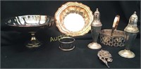 Avon silver plate basket, wire art, S&P, pedestal