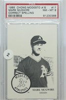 1985 Modesto A's Chong Mark McGwire 17B PSA 8