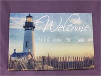 18x12" Canvas Lighthouse Pic- Lights up-tested NWT