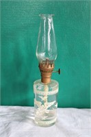 Vintage Eagle on Glass Oil Lamp