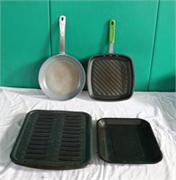 Pair of Skillets, Broiler Pan, & Baking Pan