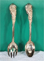 Heavy Fork and Spoon w/ Santa Decor Handle