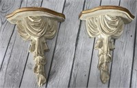 (2) Ivory and Gold Wall Sconce, 9x11in.