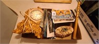 Misc Lot Clock, Old Flute,Postcards and more