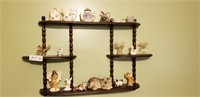 Knick Knack Shelf w/teapots, cats & angels