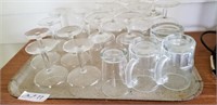 Tray of glasses & mugs