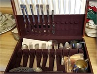 Silver Plate set in wood box