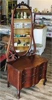 Victorian Mahogany Veneer Dresser With Mirror