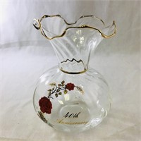 40th Anniversary Glass Flower Vase (6" Tall)