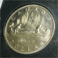1969 Brilliant Uncirculated Canadian Dollar Coin