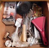 Contents of drawer: wisk - large strainer spoon -