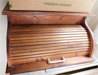 Wooden roll-top bread box, 22"w x 11" h x 15"d
